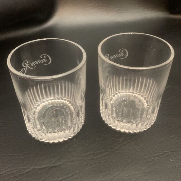 Crown Royal 10 Ounce Clear Glass White Logo Etched Stamped Bottom Sold Set Of 2 - Picture 4 of 7
